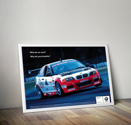 BMW e46 m3 why do we race poster