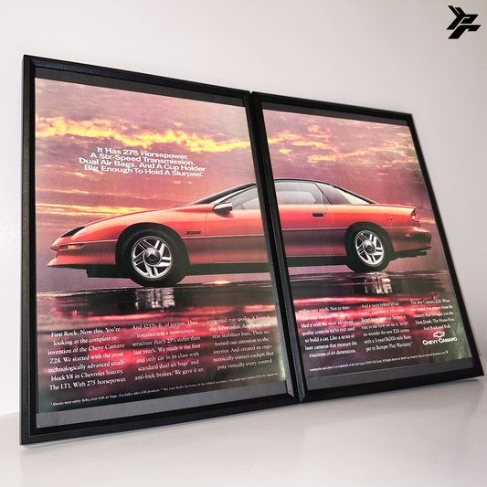 Chevy Camaro A cup holder framed ad