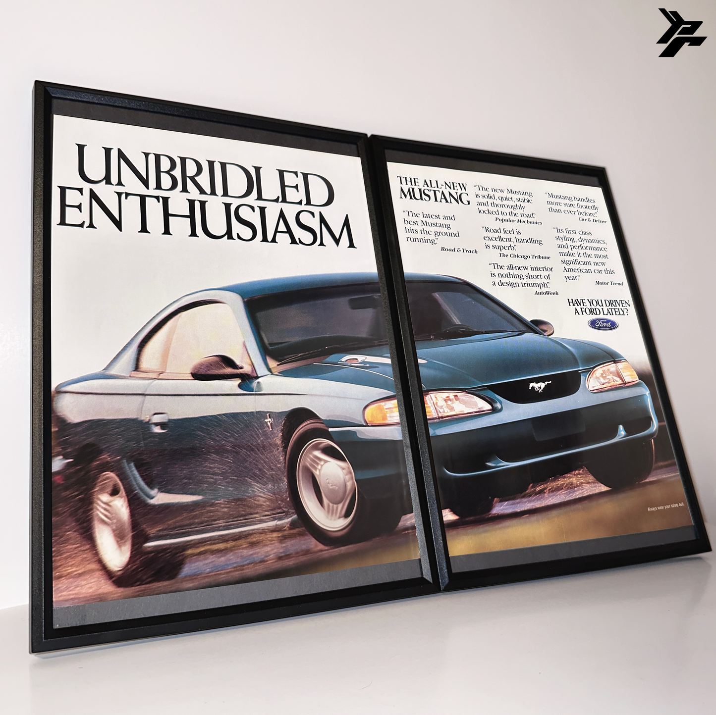 Ford Mustang unbridled enthusiasm framed ad