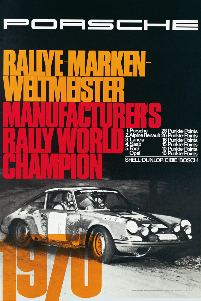 1970 Porsche 911 Manufacturers World Rally Champion Poster