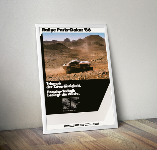 Paris Dakar Rally Porsche poster '86