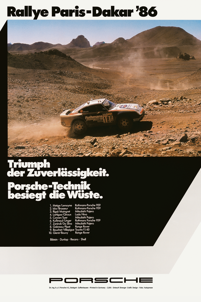 Paris Dakar Rally Porsche poster '86