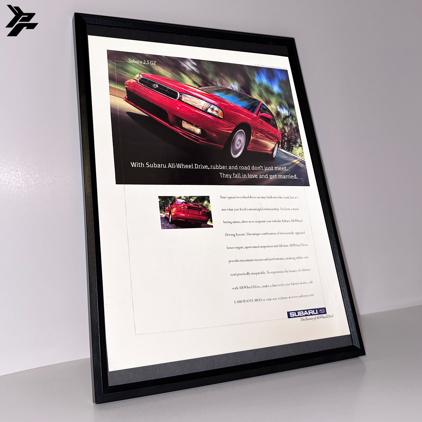 Subaru all wheel drive framed ad